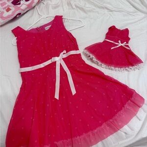 American Girl Pink Dress with Heart Pattern